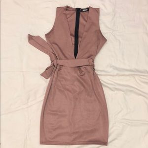 Sleeveless shimmery rose pink dress